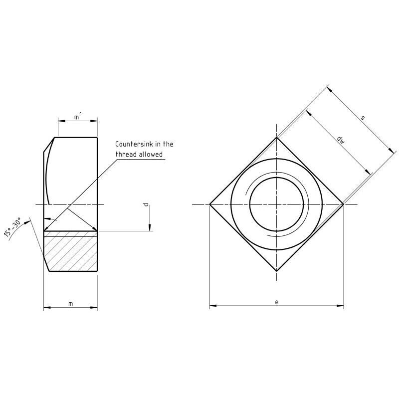 DIN 557 - Square Nuts