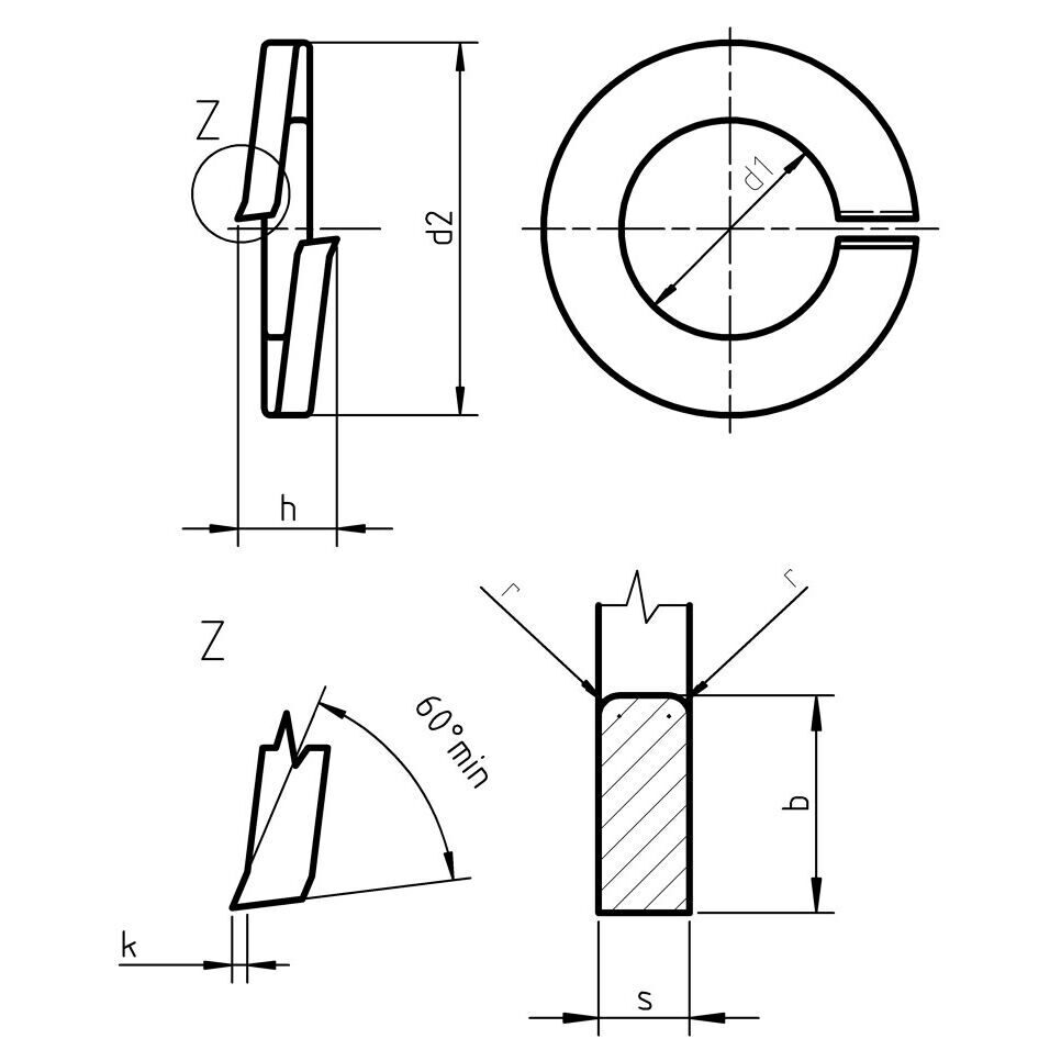 DIN 127 A - Spring Lock Washers, Form A