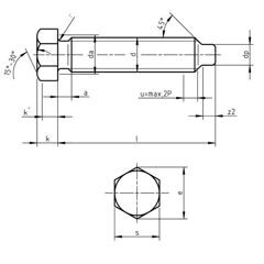 DIN 561 A - Hexagon Head Screws with Small Hexagon and Dog Point