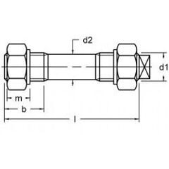 DIN 2510 - Double End Studs with Reduced Shank with 2 Hexagon Nuts