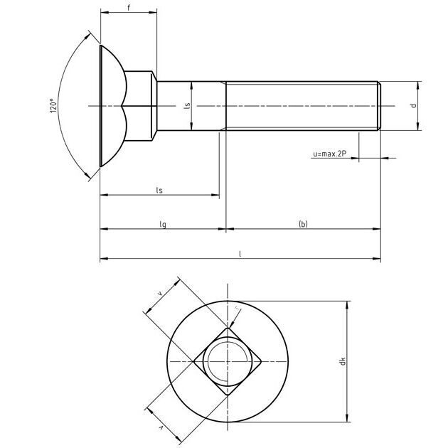 DIN 608 - Flat Countersunk Square Neck Bolts