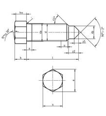 DIN 564 B - Ejector Screw with Hexagonal Head and a Tapered End