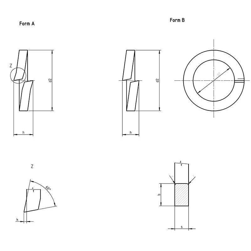 DIN 127 B - Spring Lock Washers, Form B