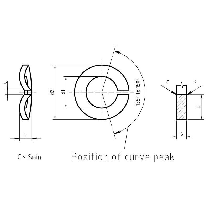 DIN 128 A - Split Spring Washers, Curved, Form A