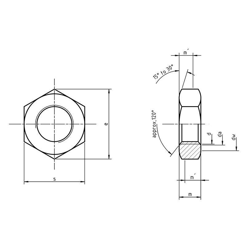 DIN 439 B - Hexagon Thin Nuts Chamfered